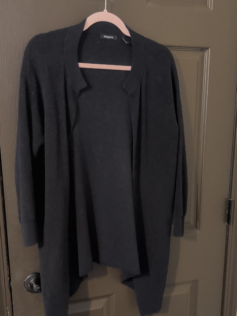 Maglia Black Open-Front Longline Women's Cardigan